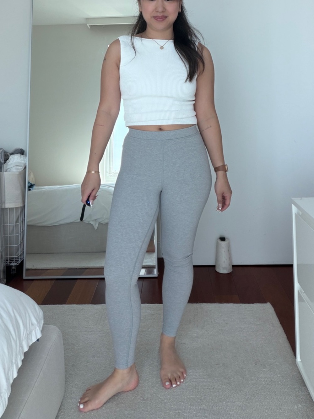 ALO Yoga Light Gray High-Waist Leggings